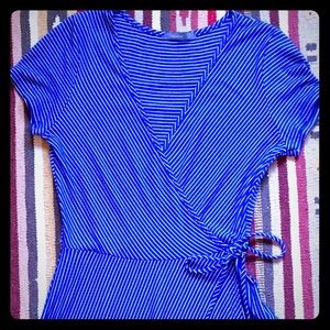 Fo Wrap 70s Style Striped Dress